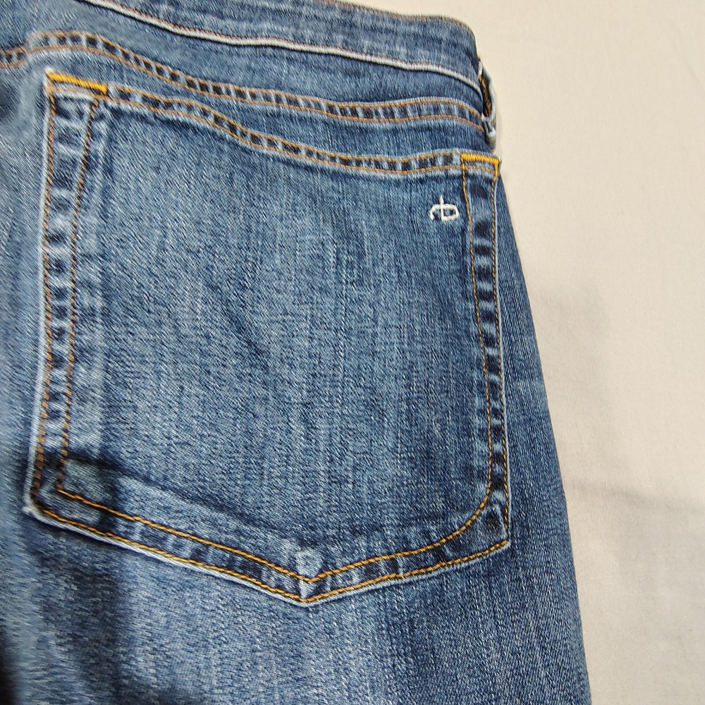 Rag and Bone Jeans Womens 33 Blue Mariposa Raw Hem Straight Leg Stretch USA - Picture 5 of 12